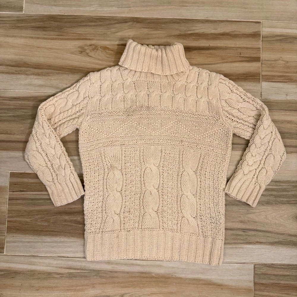 Vintage Ralph Lauren Hand Knit Cable Sweater Womens S Italian Yarn Cotton Linen